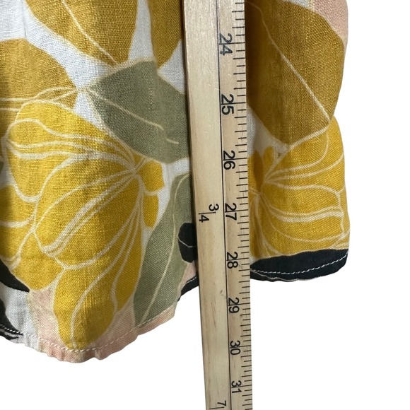 Rachel Zoe Women's Skirt Yellow Tropical Floral 100% Linen Wrap Midi Size S - Picture 5 of 7